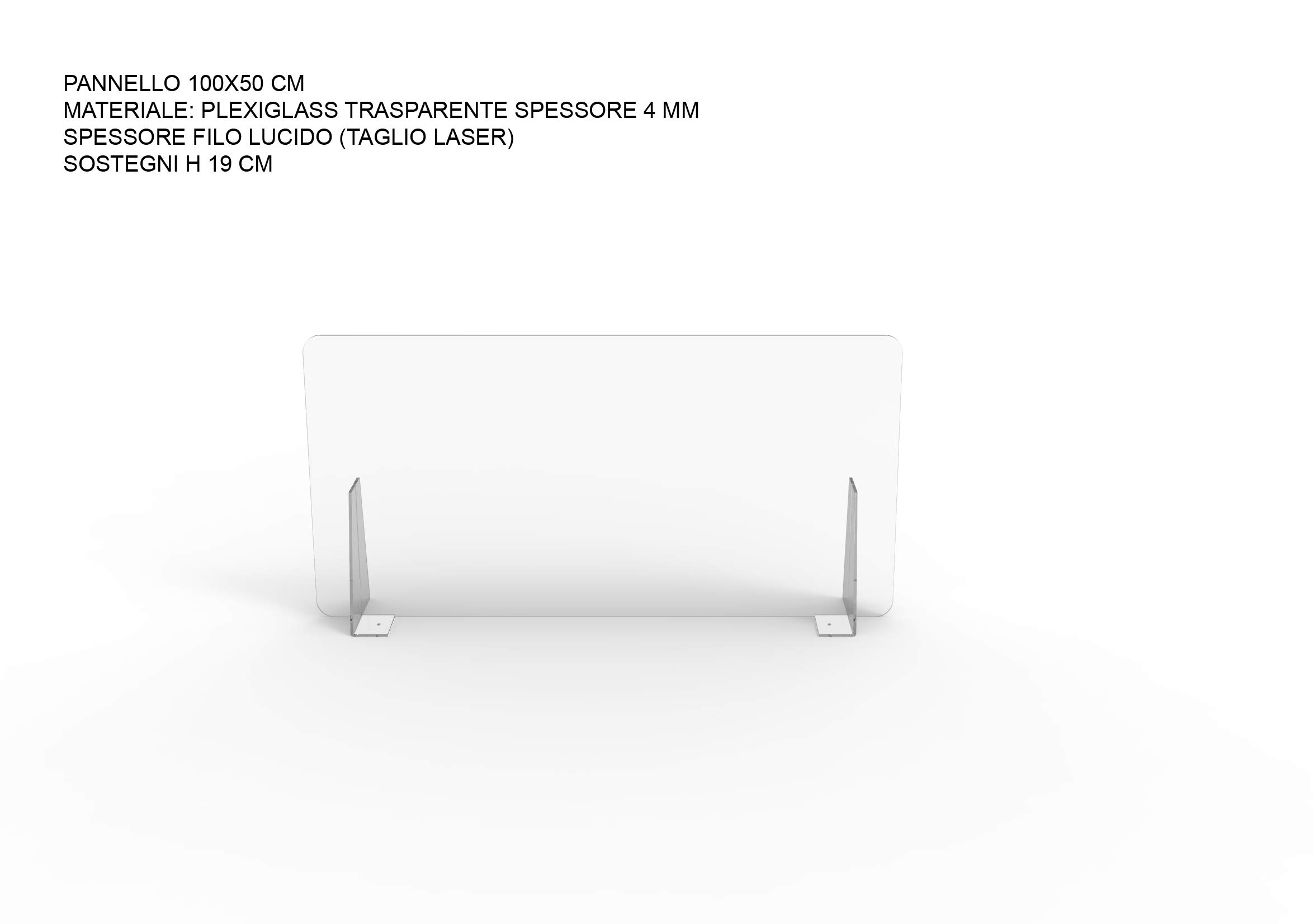 Pannello Protettivo Parasputi/Parafiato da Banco in Plexiglas misura 100x50 cm… (Trasparente con finestra)