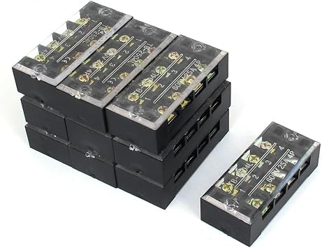 Aexit 4 Positions Terminals Dual Row Barrier Screw Terminal Block Strip 600V Screw Terminals 25A 10pcs