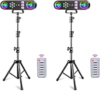Vista 10 de Luces de DJ con Soporte, 5 en 1 Luces de DJ para Fiestas Bola de Discoteca Conjunto de Luces de Fiesta de Escenario con Control Activado por Sonido