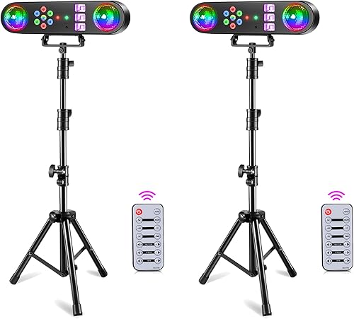 Miniatura 10 de Luces de DJ con Soporte, 5 en 1 Luces de DJ para Fiestas Bola de Discoteca Conjunto de Luces de Fiesta de Escenario con Control Activado por Sonido