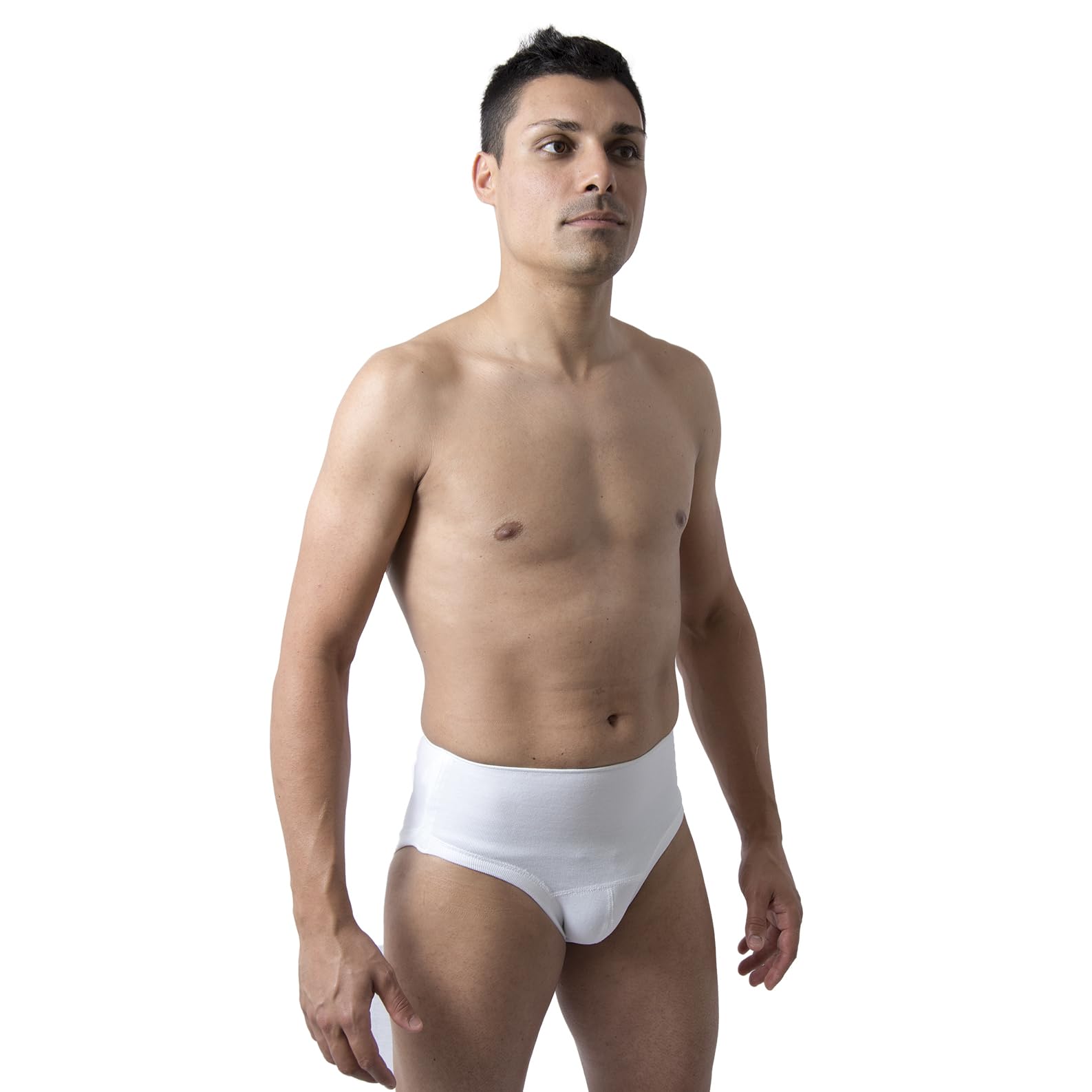 Beman 602 – Slip de contention pour hernie inguinale, soutien coton renforcé, ceinture masculine élastique (Blanc, 2)
