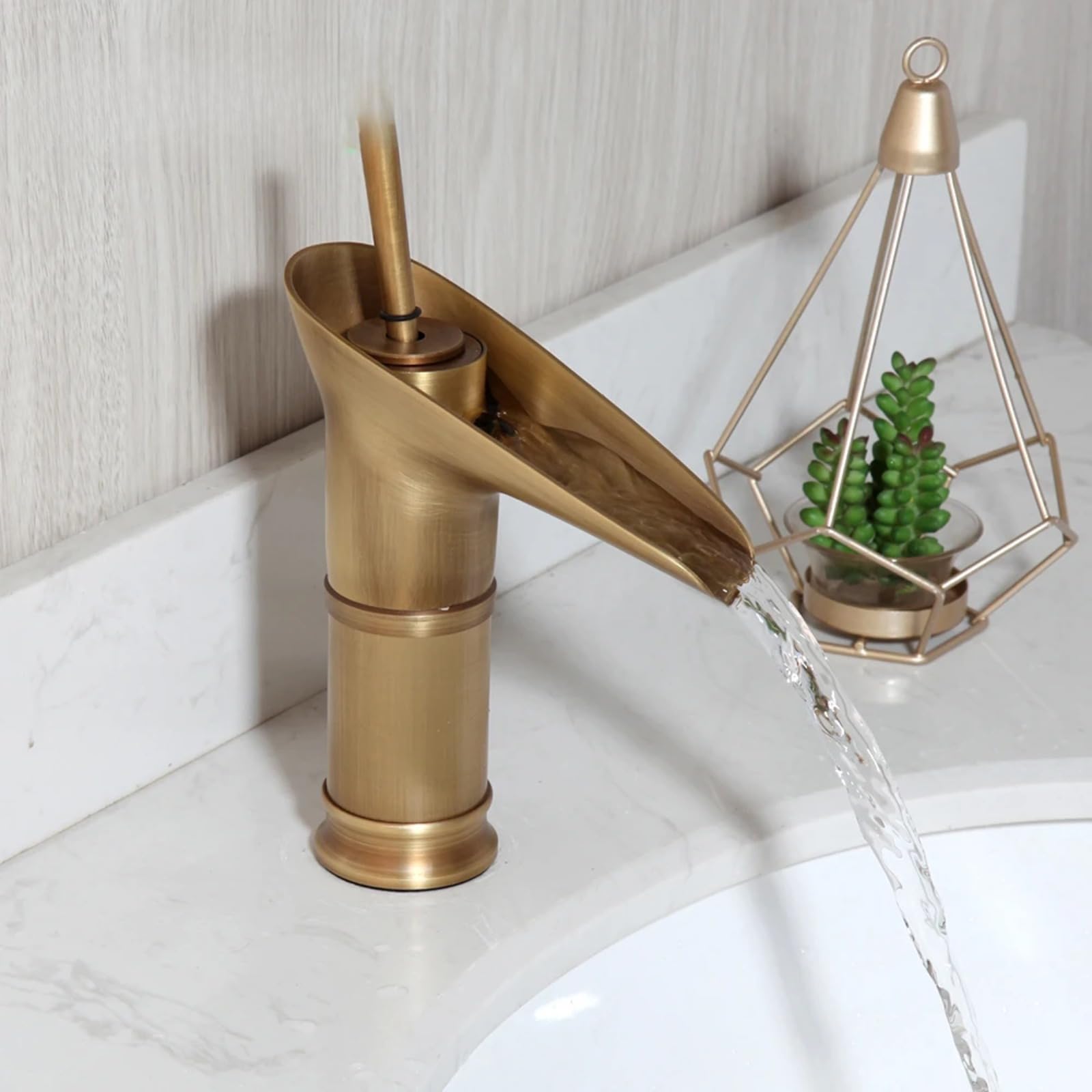 Robinet de salle de bain anti-trace mitigeur lavabo laiton antique