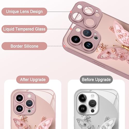Miniatura 3 de AIGOMARA Funda para iPhone 13 Pro Max de 6.7 pulgadas, bonita mariposa chapada en purpurina con protección de la cámara, a prueba de golpes,