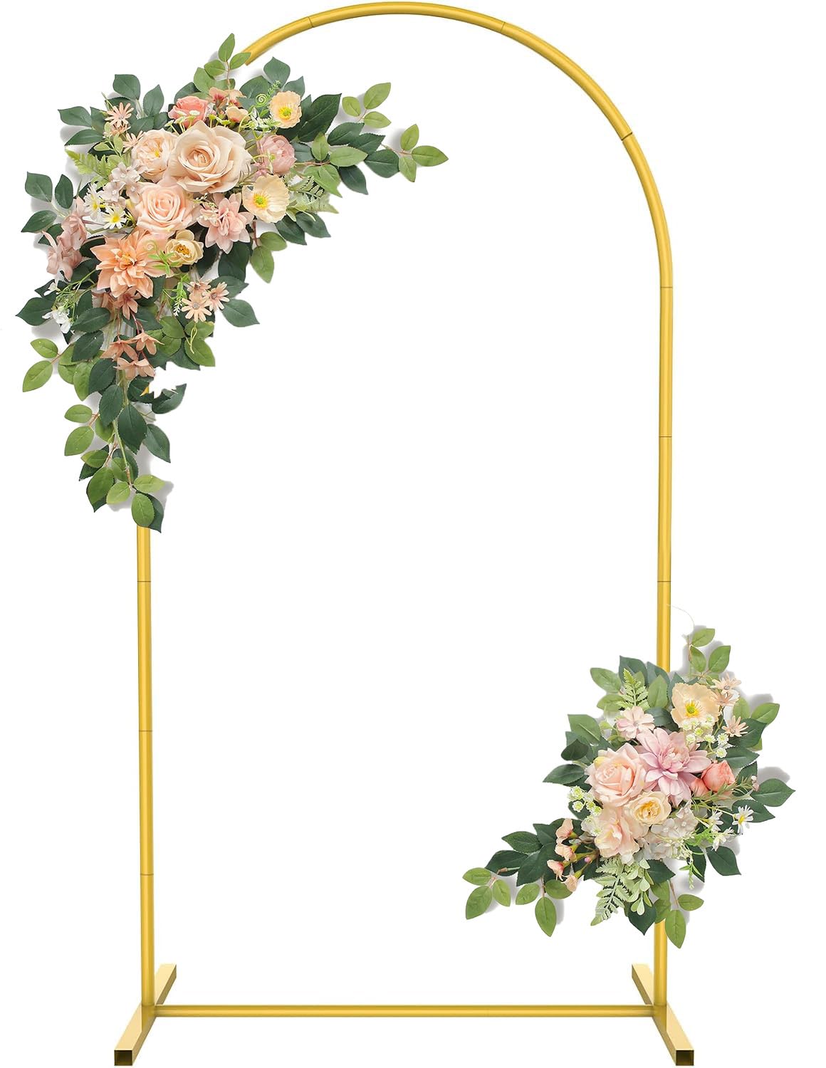 Metal Arch Backdrop Stand 6.6FT,GWEUZMALLGold Square Balloon Arch Stand for Wedding, Birthday, Baby Shower, Floral Garden Decoration