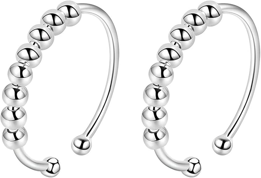 Anello di agitazione con perline Anello di ansia in argento