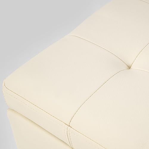 Miniatura 20 de Asense Reposapiés cuadrado tapizado de piel sintética con patas de madera, color gris Style1 Imitación Cuero Gris,Style2 Imitación Cuero