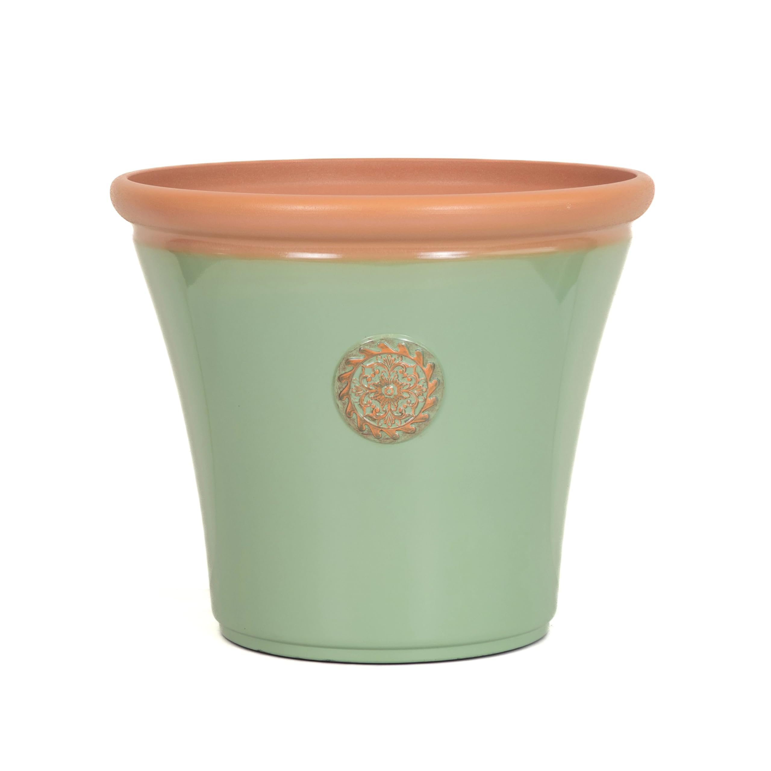 Muddy Hands Sage Green Royale Crest Planter Plant Pot – Large Outdoor Garden Pot – Lightweight Recycled Plastic – Frost Proof & Uv Resistant – Ceramic Look Patio Pot (, 39 Litre)