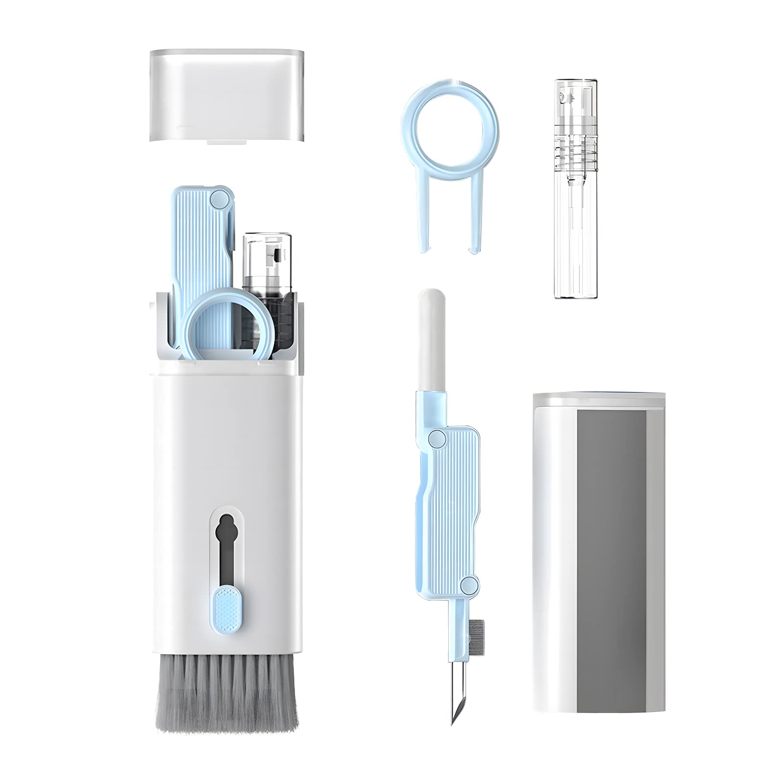 7 in 1 Electronic Cleaner Kit - Keyboard and Laptop Cleaning Set With Brush for Airpods Pro/Phone/Computer/Screen - Includes Flannel Cloth (Blue)