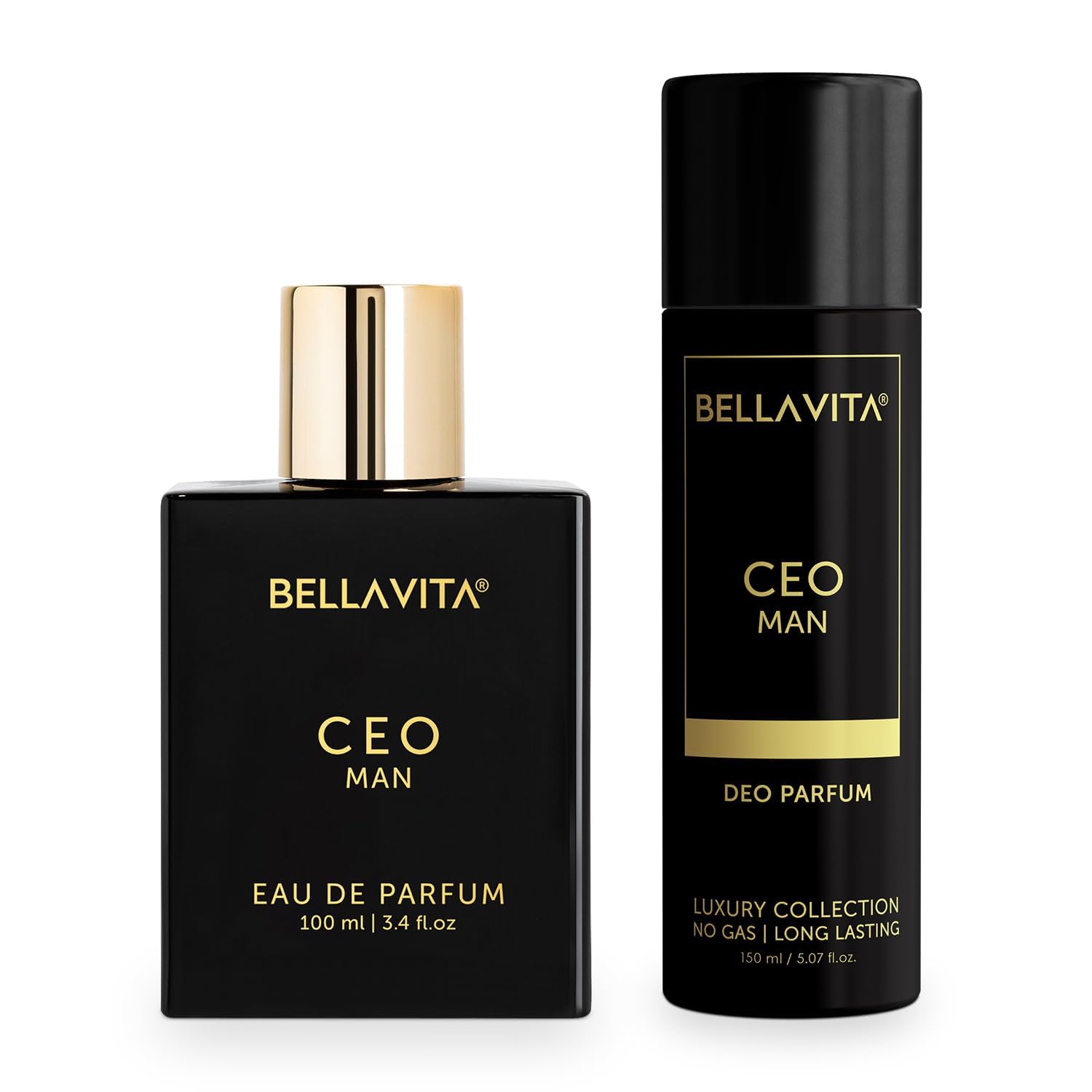 Bella Vita Luxury Ideal Man Combo for Him, Pack of 2 Premium Long Lasting Liquid Fragrance Scent - CEO Man EDP 100 Ml & CEO Man Body Parfum Deodorant 150 Ml