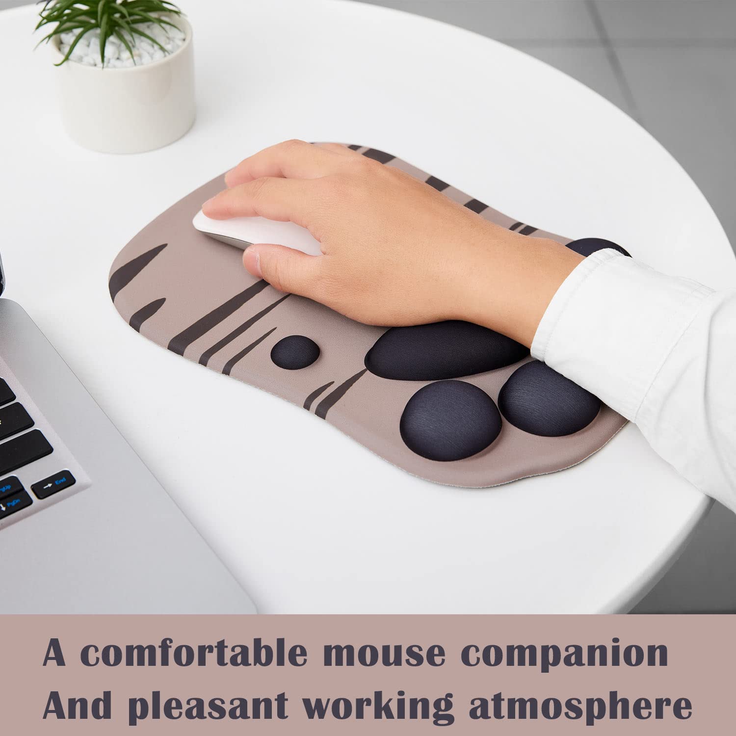 Tappetino Mouse Con Poggiapolsi A Forma Di Gatto - Ergonomico Per Ufficio E Gaming, Grigio - Foto 5