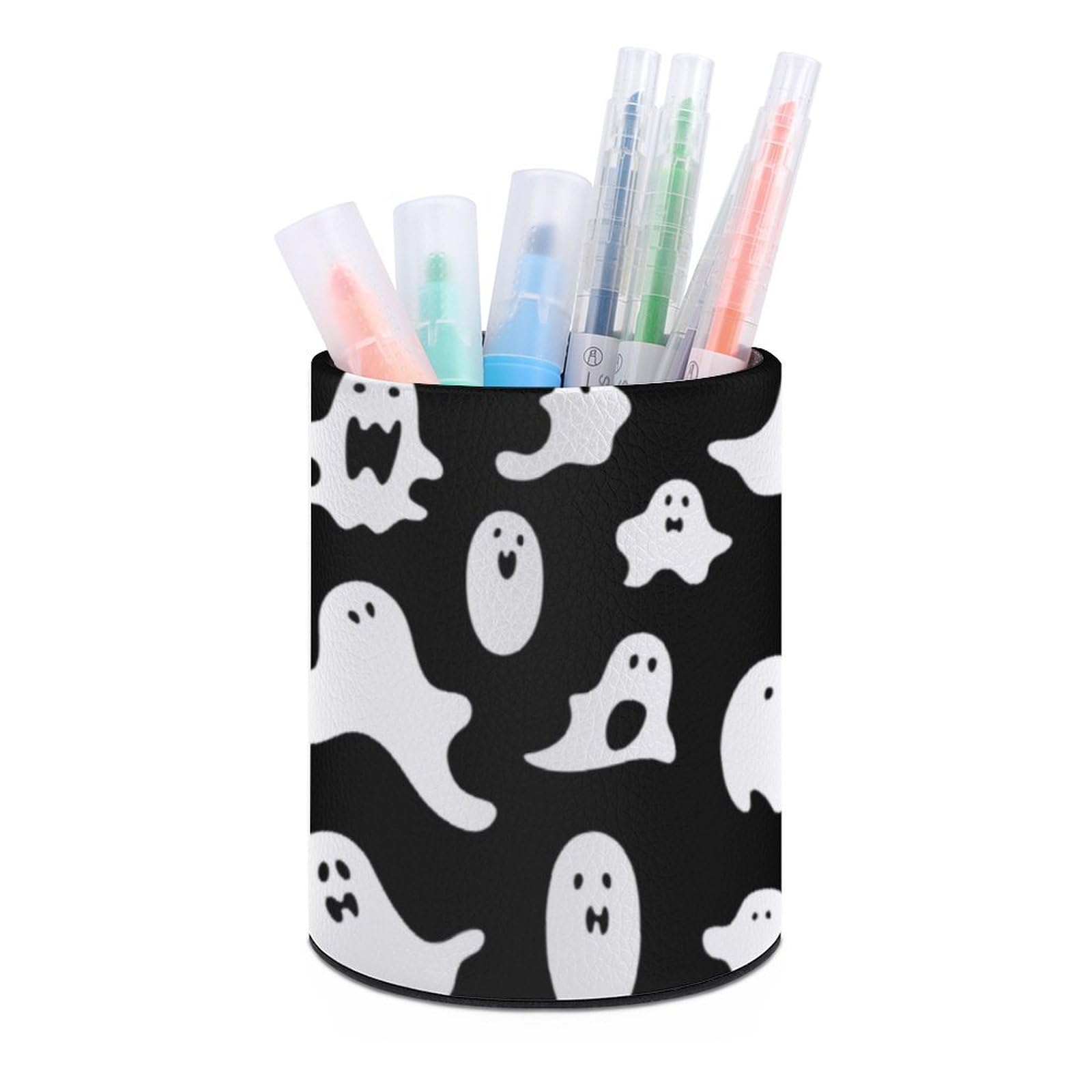 JTREHY Round Pen Holder,Halloween Goth Printed Makeup Brush Storage Box for Home Office Dressing Table