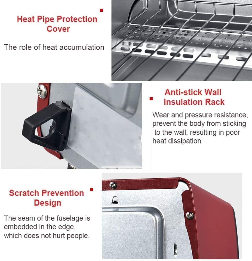 Mini Horno Eléctrico, Horno Y Parrilla con Placas Dobles Horno con Parrilla Eléctrica Horno Doméstico 12 litros Útiles