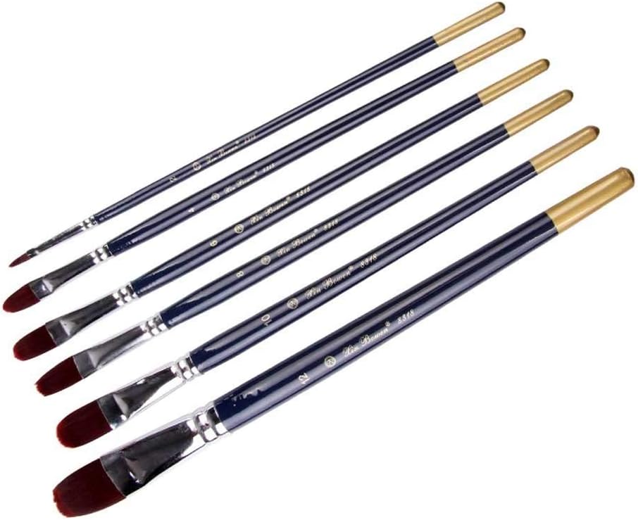 6Pcs/Set Wooden Handle Watercolor Paint Pen Artist Paint Brush Nylon Hair Dark Wooden Handle Multi Purpose