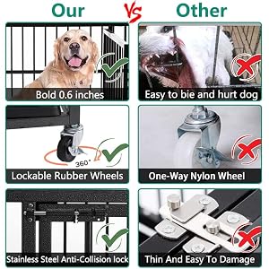 48/38 Inch Heavy Duty Dog Crate Cage Kennel with Wheels, High Anxiety Indestructible, Sturdy Locks Design, Double Door and Removable Tray, Extra Large XL XXL 48/38 Inch Heavy Duty Dog Crate Cage Kennel with Wheels, High Anxiety Indestructible, Sturdy Locks Design, Double Door and Removable Tray, Extra Large XL XXL