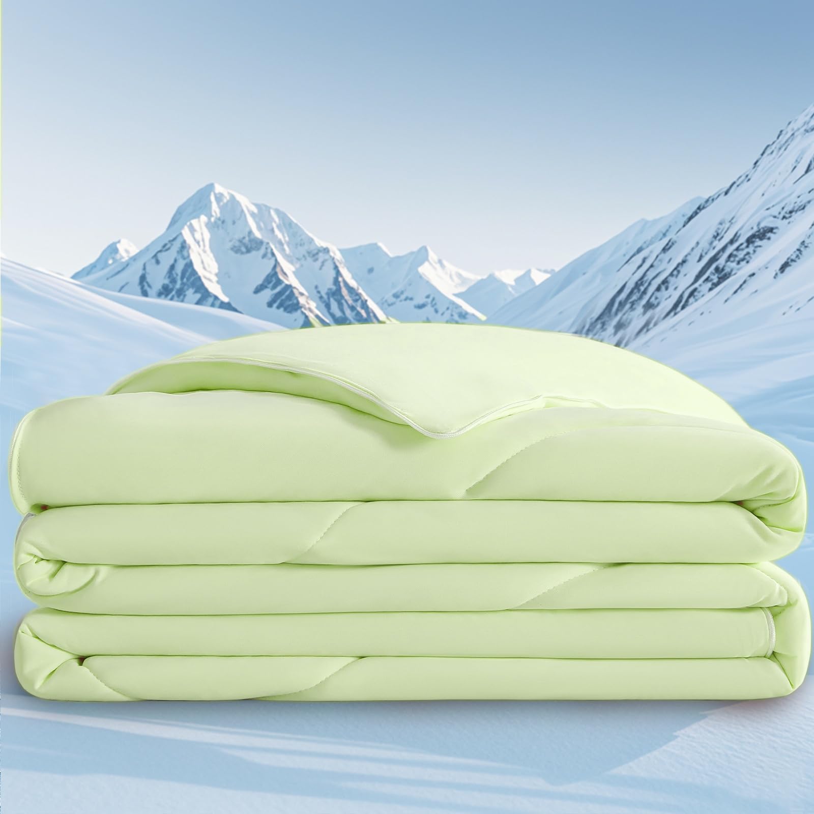 Hailyuwl Cooling Comforter Twin Size, Lightweight Ice Blanket for Hot Sleepers, Summer Breathable Cold Blankets Double-Sided Cool Bedding for Night Sweats, Sofa, Office, Camping, Green (59