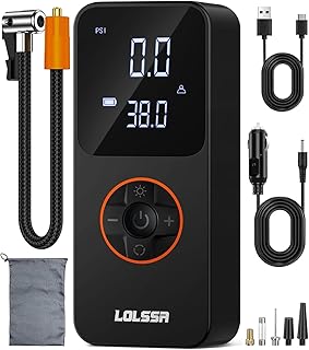 タイヤインフレーター ポータブル エアコンプレッサー エアポンプ コードレス 電動 車 バイク バイク ボール 150PSI タイヤゲージ圧力 デュアルユースタイプ (ブラック)