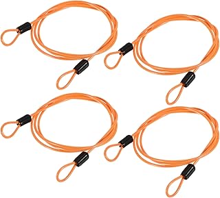 M METERXITY 4 Pcs Security Cables - Plastic Coated Steel Locking Rope Apply to Outdoor/Bicycle/Travel (2.5mmx1m, Orange)