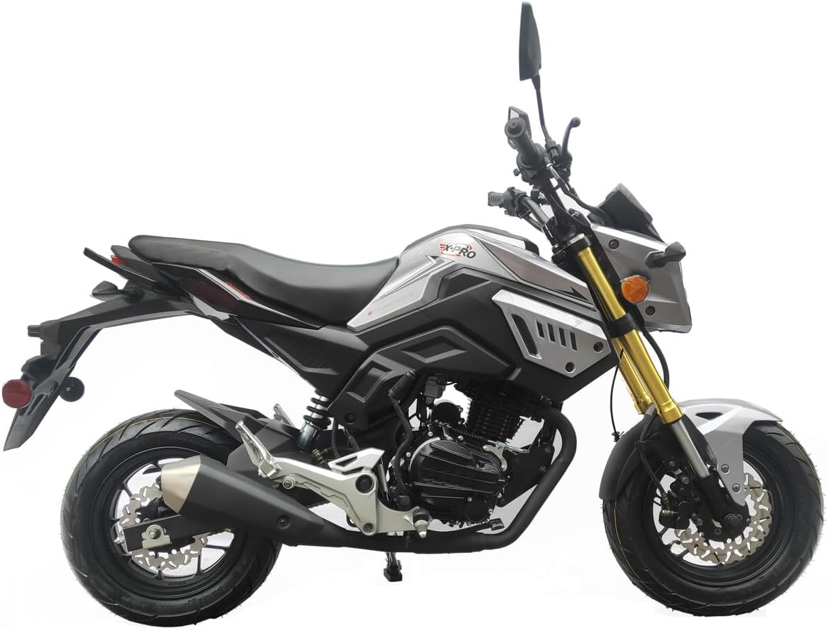 X-PRO Vader 150 Street Motorcycle with 5-Speed Manual Transmission, Electric/Kick Start! 12" Wheels! (Grey)