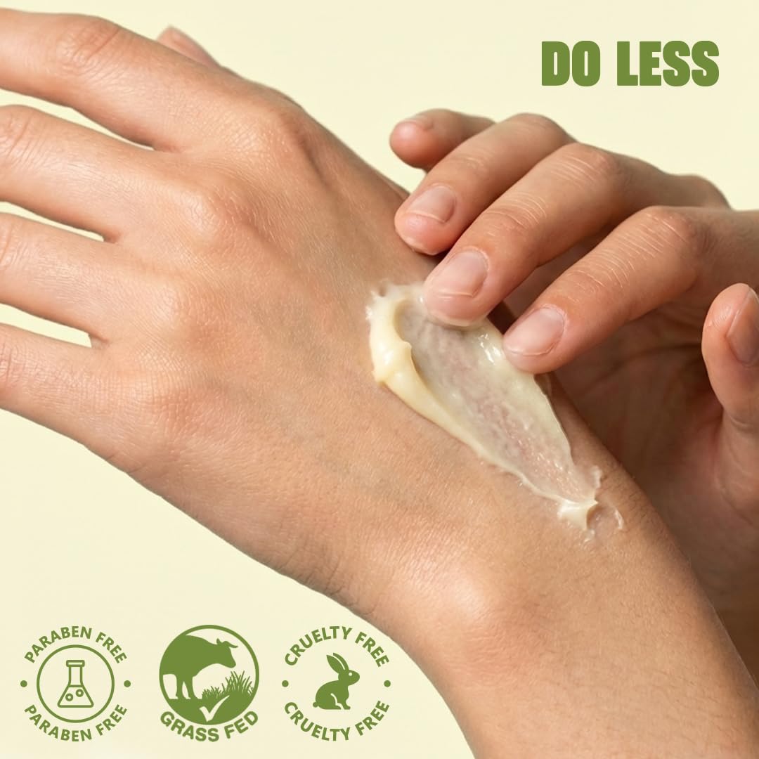 Do Less Whipped Beef Tallow Cream Face & Body – Deep Hydration for Dry, Sensitive Skin – Non-Greasy Fast Absorbing Moisturizer with Grass-Fed Beef Tallow Manuka Honey Jojoba Oil Vitamin E – 4oz