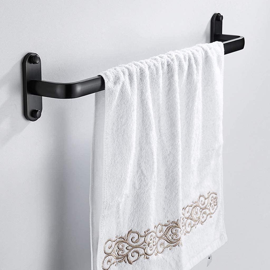Naścienny czarny wieszak na ręczniki, aluminiowy, wielofunkcyjny wieszak na ręczniki i półka do łazienki, 39 cm, oszczędzający miejsce, elegancki nizer łazienkowy