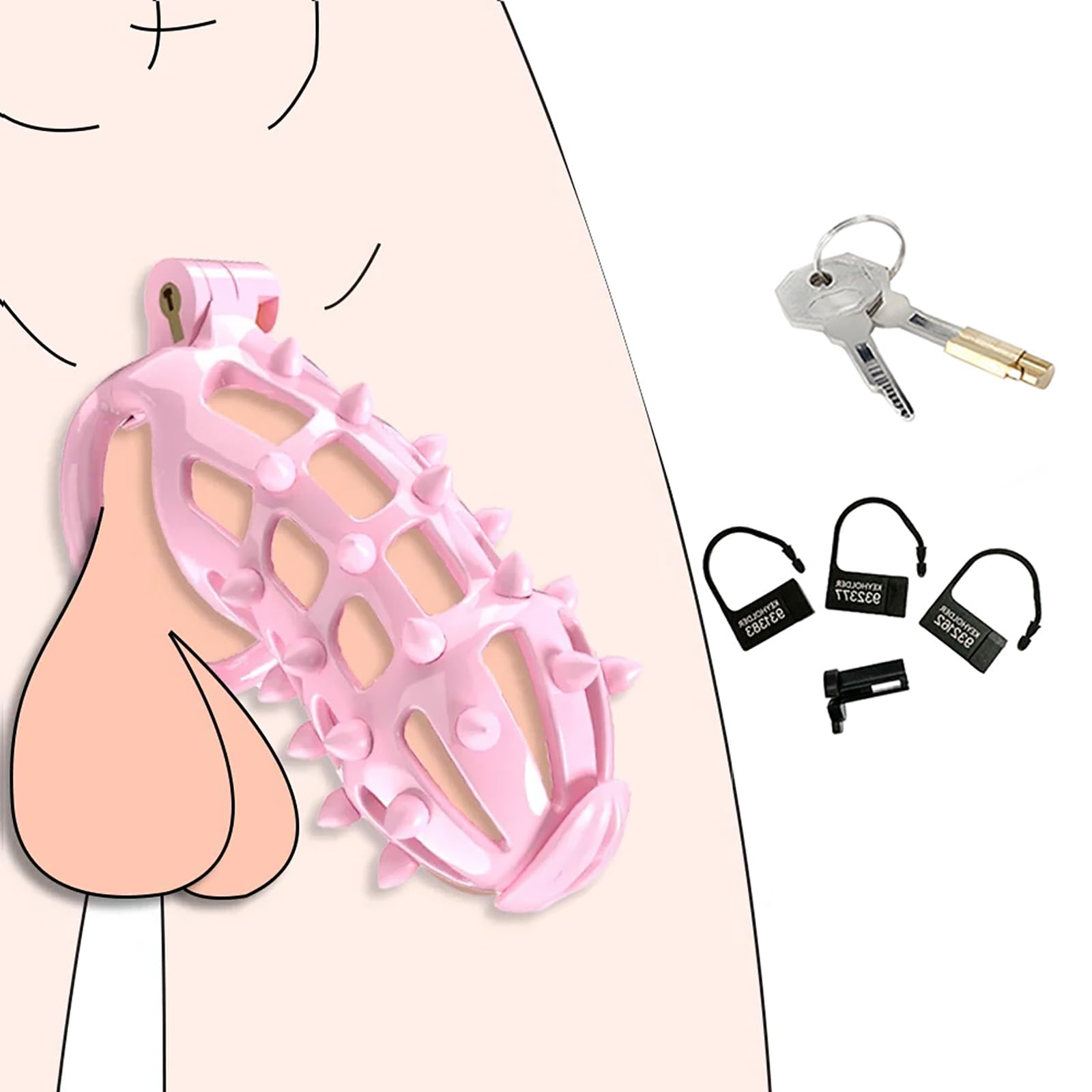 3D Harz Keuschheitskäfig-Set mit 5 Ringen, CBT-Peniskäfig aus weichem Dorn für Sissy-BDSM-Keuschheitskäfig mit Silikon-Harnröhrenplug Cock Cage Extrem Peniskäfig Sexspielzeug(transparent/C11)