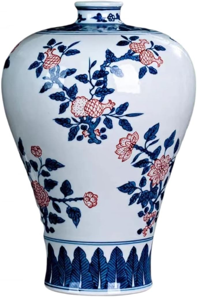 Vase Tabletop China Style Decorative Classic Ceramic Vases for Art Chinese Retro Porcelain with Peony Painting high 32 CM