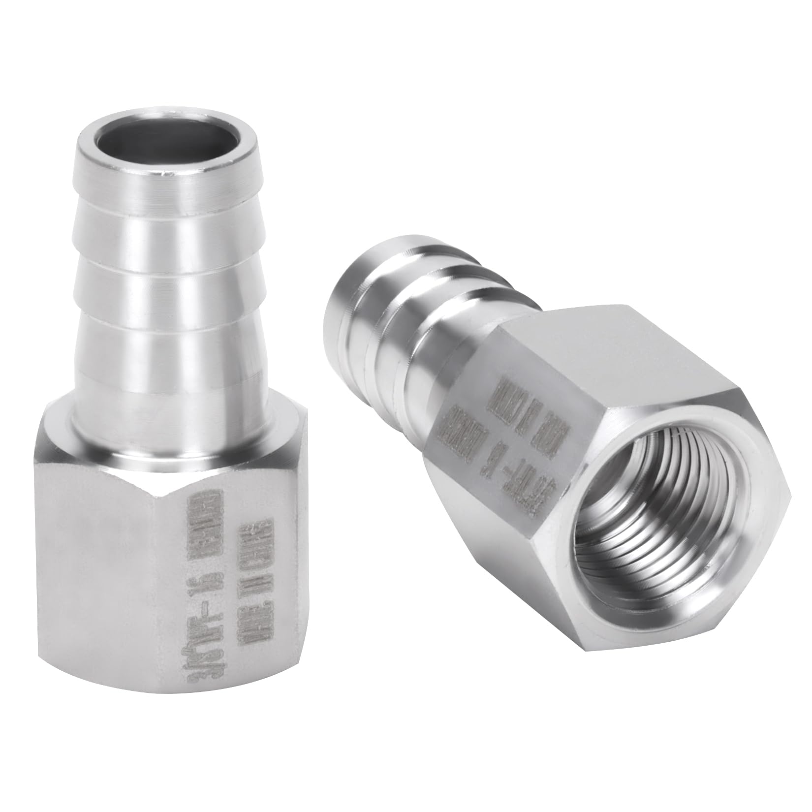 DERNORD 5/8" Barbed Hose x 3/8" NPT Female - Home Brew Fitting 304 Stainless Steel Pack of 2