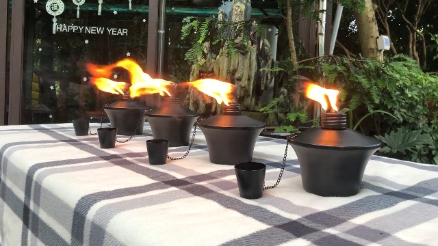 Lot De 2 Torches De Table à La Citronnelle En Métal - Rechargeables à L'Huile - Décoration Extérieure Terrasse Jardin