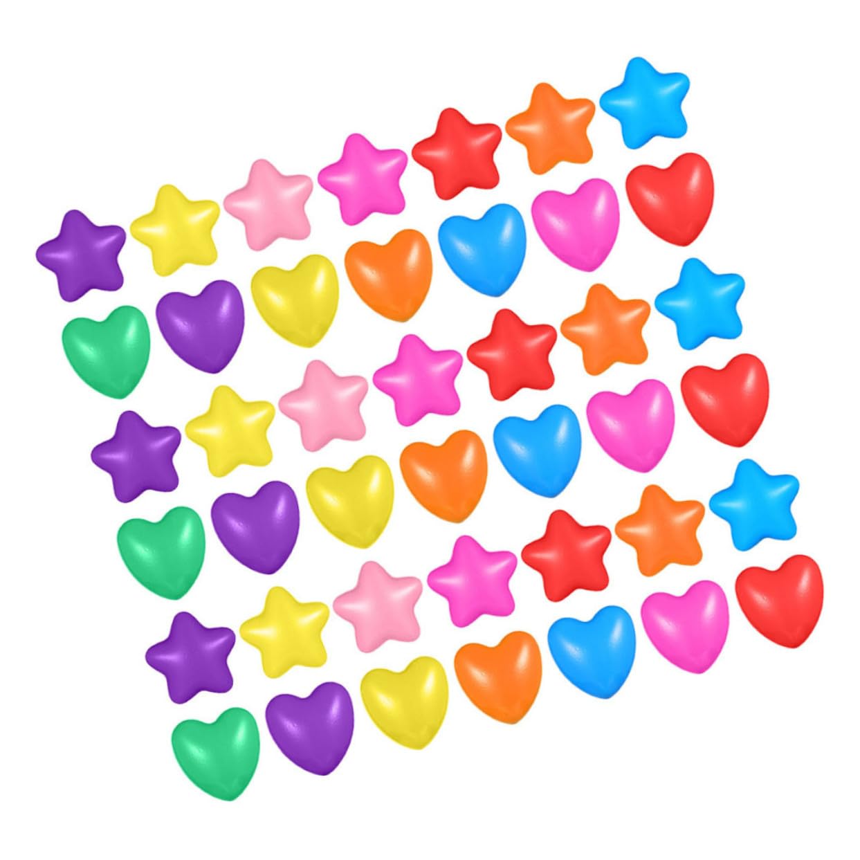 100 Bolas para Foso de Plástico Forma de Estrella y Corazón