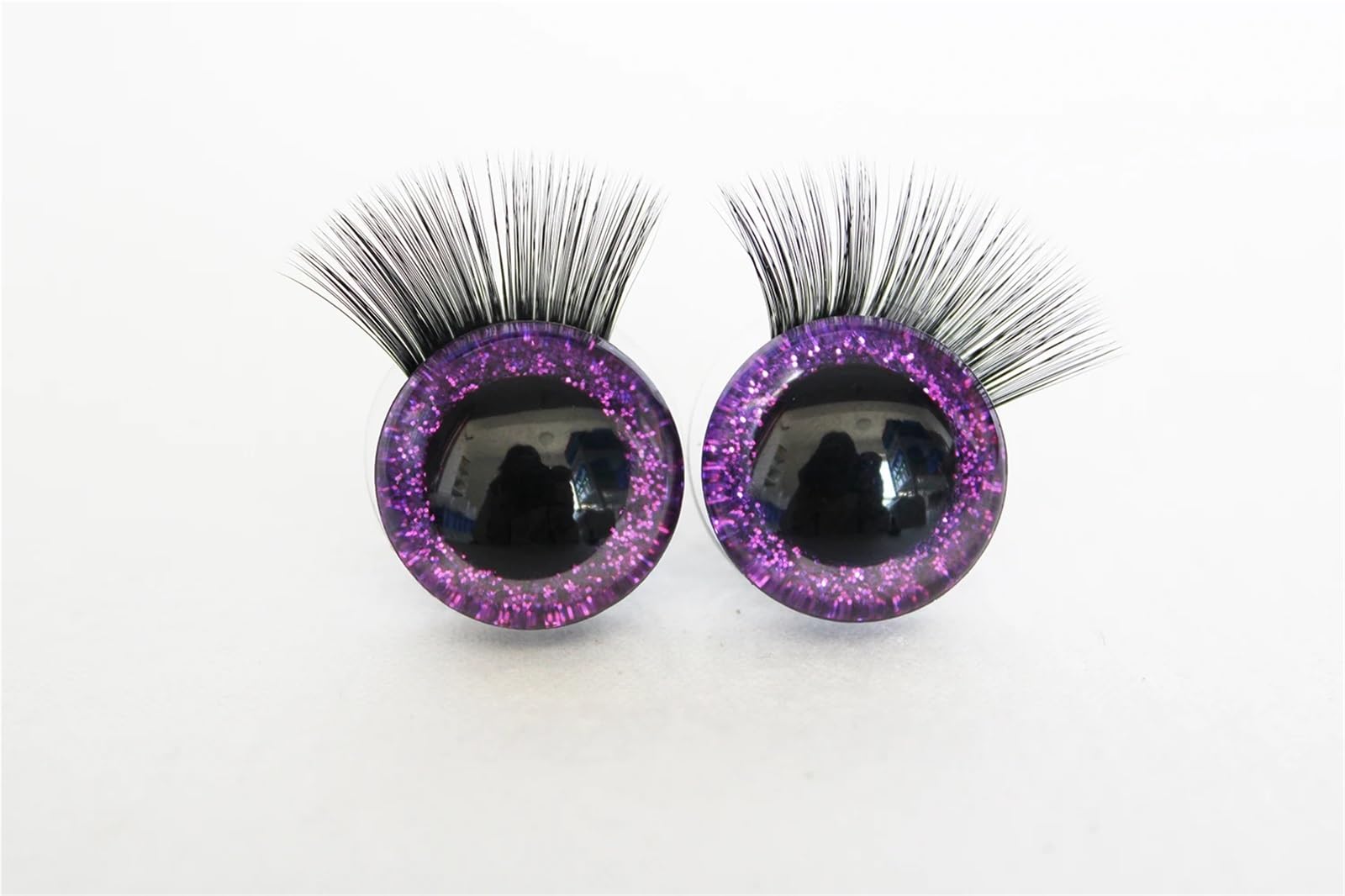 50 Stück 32 Mm 35 Mm 3D-Glitzer-Pupillenaugen Mit Schwarzem Wimperntablett for Basteln | Realistische Glitzeraugen for DIY-Puppen, Plüschtiere und Kunstprojekte. Unisex, einfach anzuwenden.(PURPLE,35mm)