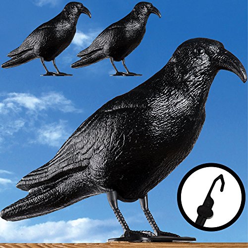 Preisvergleich Produktbild Deuba Taubenschreck Rabe 3er Set / Schwarz / inkl. Haken / Taubenabwehr Vogelschreck / Vogelscheuche Sitzende Krähen Vogelabwehr