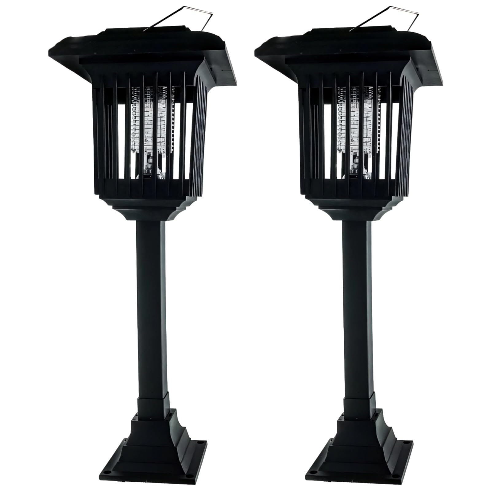 2 STK. Solar-Insektenvernichter für draußen, Lampe mit starkem Elektrogitter, Solarladung, wasserdichtes Design, für Garten, Balkon, Terrasse und Hauseingang, mit automatischer Lichtsteuerung