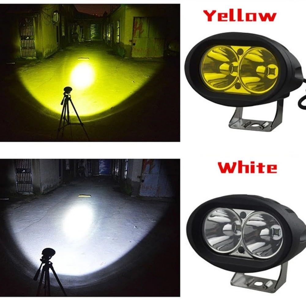 Faro Antiniebla LED Para Bicicleta Eléctrica Delantero Motocicleta Trabajo Coche Camión Para Tractor Para Remolque Para SUV Para ATV Todoterreno Luces Antiniebla Luz Niebla(White-2pcs)