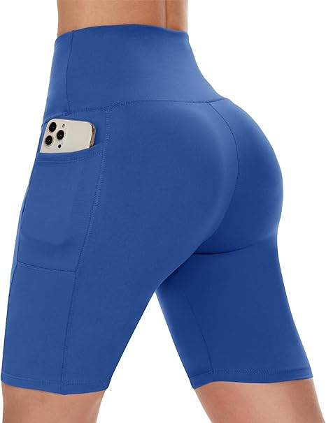 CAMPSNAIL Biker Shorts Women with Pockets - 3"/5"/8" High Waisted Workout Spandex Tummy Control Gym Running Yoga Shorts