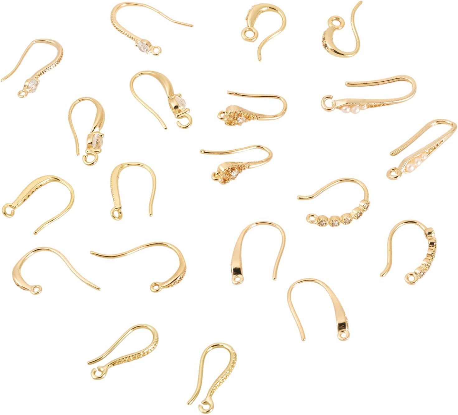 Craftdady 20pcs Cubic Zirconia Earring Hooks Clear Crystal French Ear Wire 18K Gold Plated Fish Hooks with Horizontal Loop for DIY Earring Jewelry Making 8.5-21.5 mm - Image 8