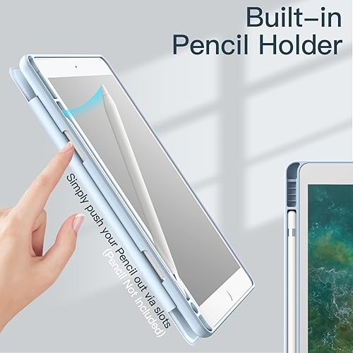 Miniatura 68 de JETech Funda para iPad de 9.7 pulgadas (6ª/5ª generación, 2018/2017) con soporte para lápices, carcasa trasera transparente transparente, soporte