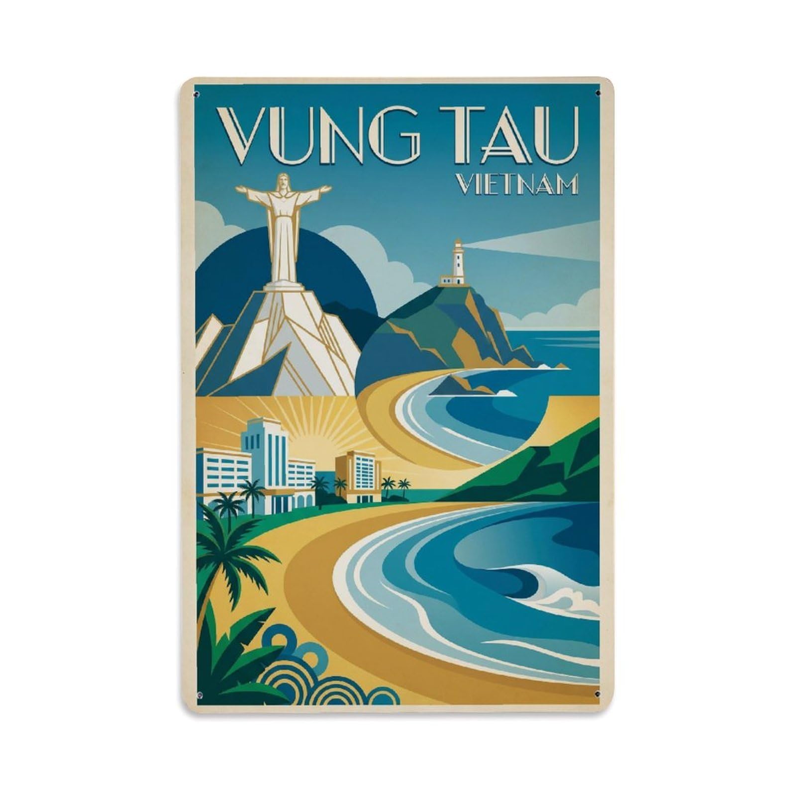 Vietnam Vung Tau Vintage Metal Tin Sign Plaque Wall Decor for Cafe, Club Bar, Office, Garden Metal Poster 8x12Inch