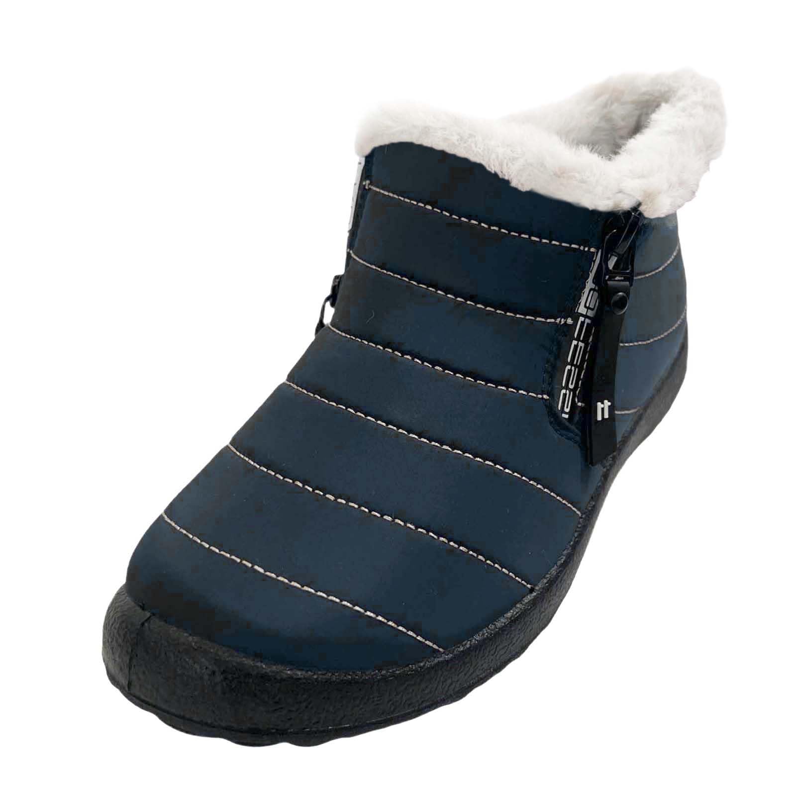 Walking Boots Women Waterproof Y2K Ankle Fur Lined Booties Lightweight Athletic Zip Up Duck Boots Winter Shoes For