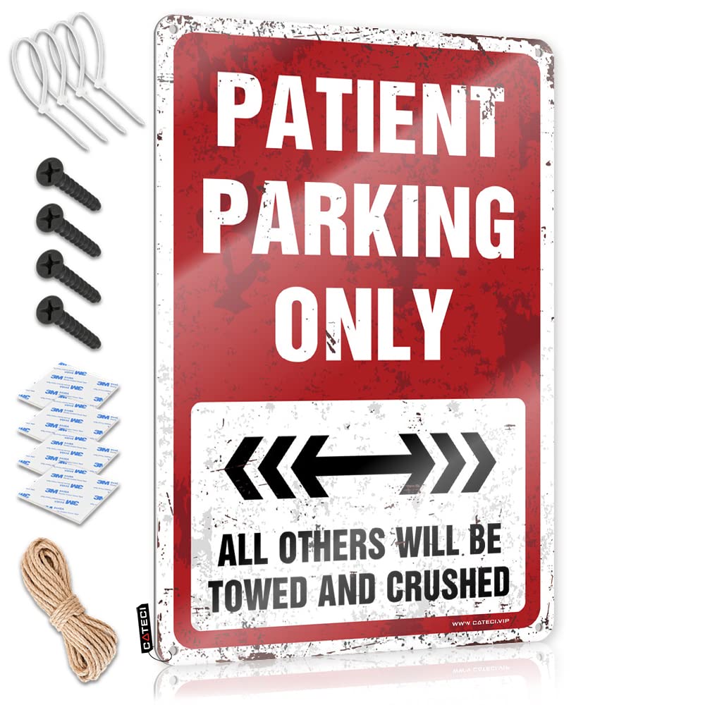 KRAZMURONGD Funny Room Signs Patient Parking Only Tin Sign Retro Metal Signs Retro Tin Signs