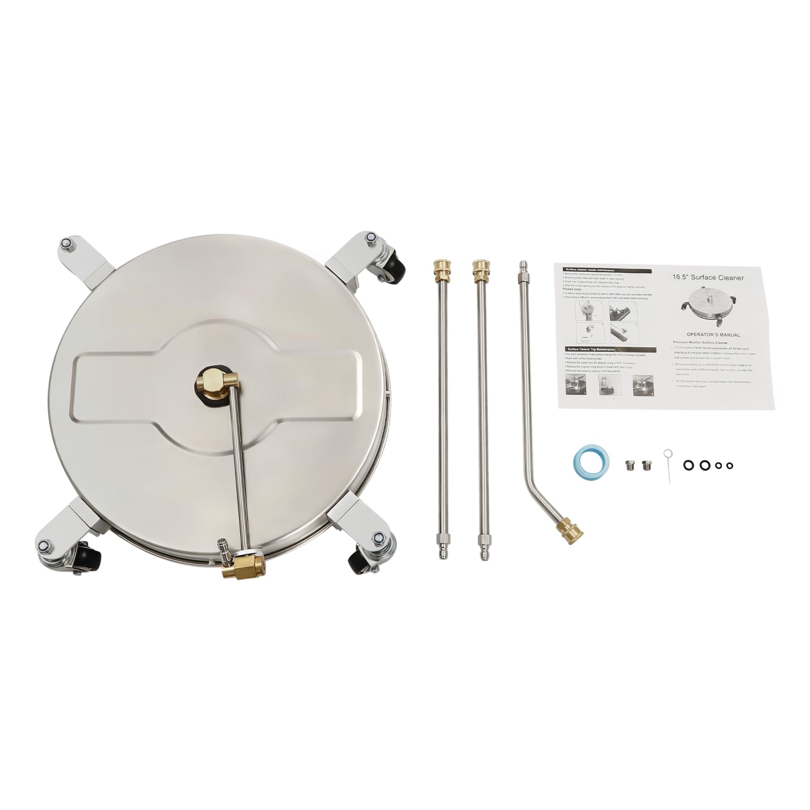 Limpiador profesional de superficies para limpiadoras a presión 4000 PSI 16 pulgadas móvil adoquines limpieza máquina de acero inoxidable limpiador de alta presión accesorios con varilla de extensión