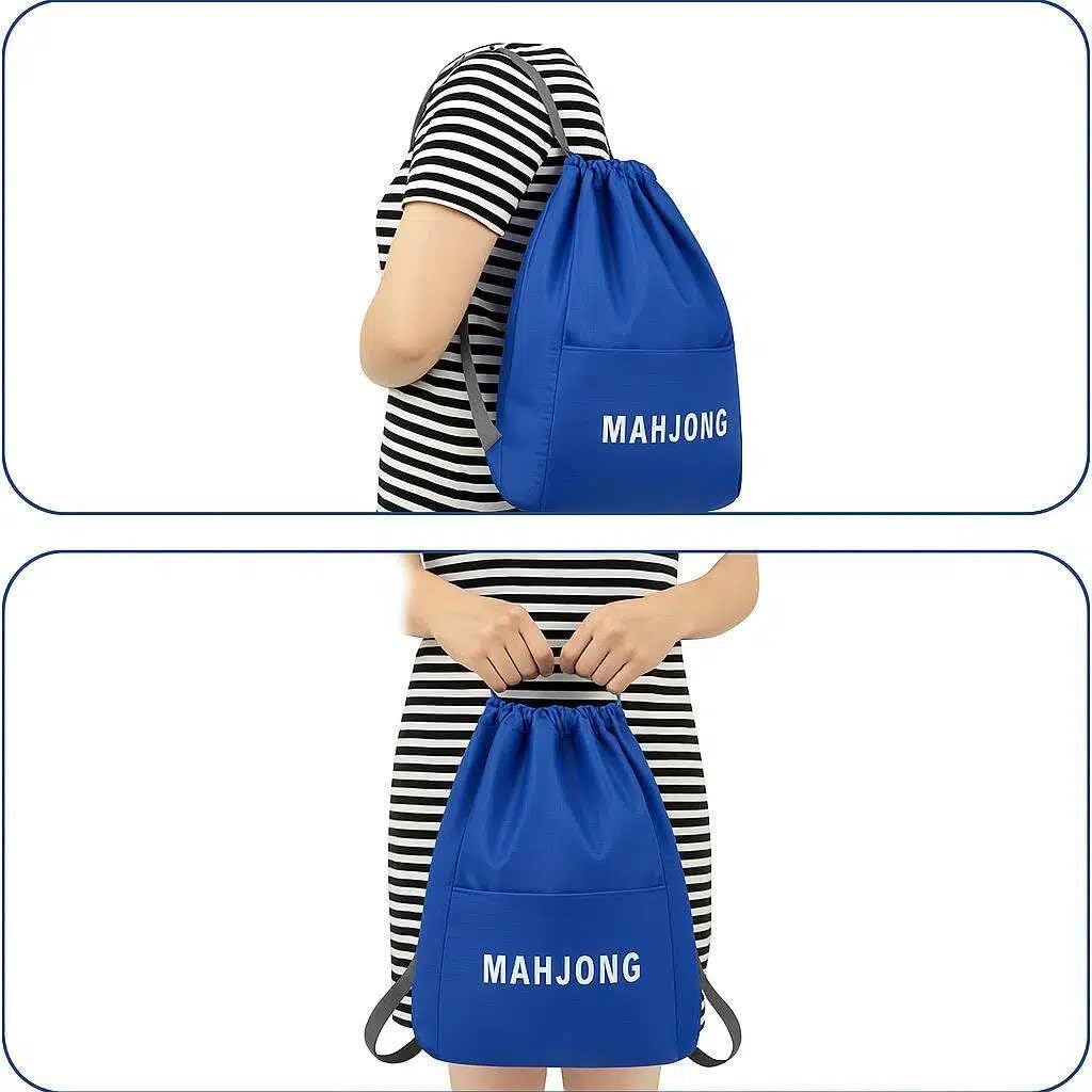 Mahjong Tile Bag - Canvas Organizer Holds 166 Tiles & 4 Racks,Travel Mahjong Bag with Double Shoulder