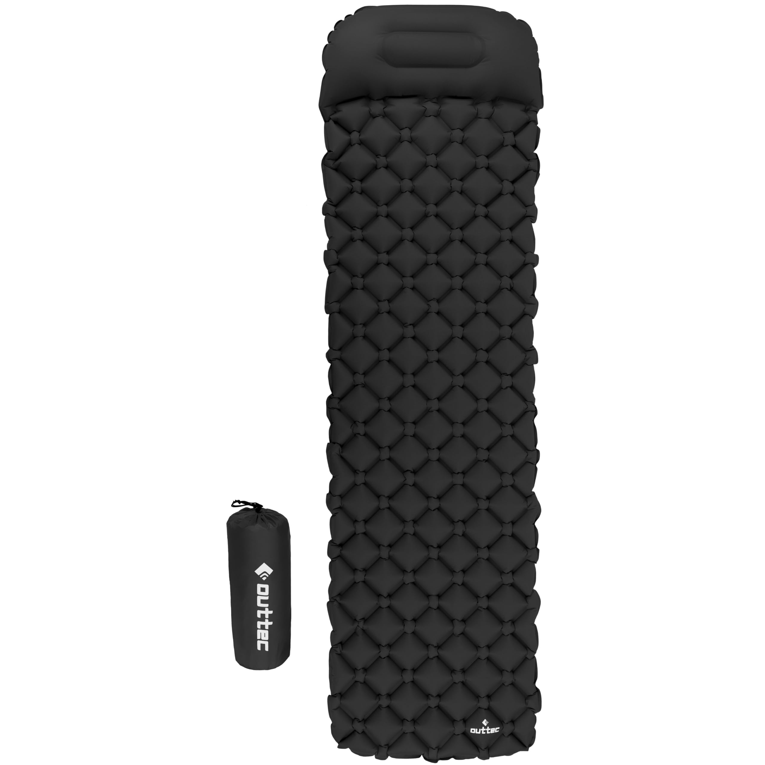 Esterilla de Camping con Almohada, Esterilla Ultraligera para Dormir, Impermeable, Plegable, para Camping, Deportes, Senderismo, Viajes, Viajes y Playa (Negro)