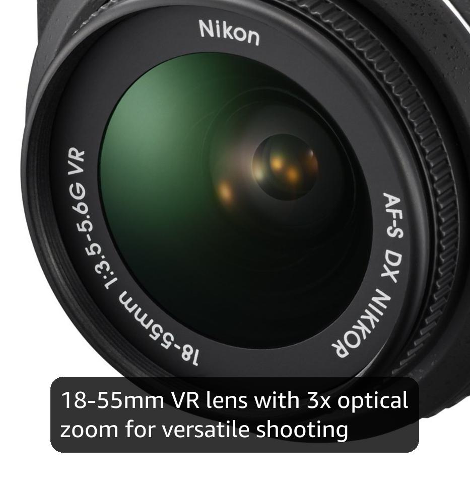 Nikon D5300 Digital SLR Camera with 18-55mm VR Lens Kit - Black (24.2 MP) 3.2 inch LCD with Wi-Fi and GPS (Renewed)