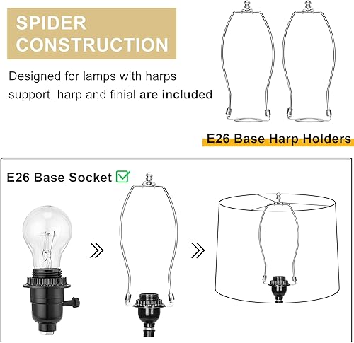 Miniatura 31 de Juego de 2 pantallas de lámpara azules para lámparas de mesa, lámparas de pie, 11.6 pulgadas superior x 12.6 pulgadas inferior x 9.8 pulgadas