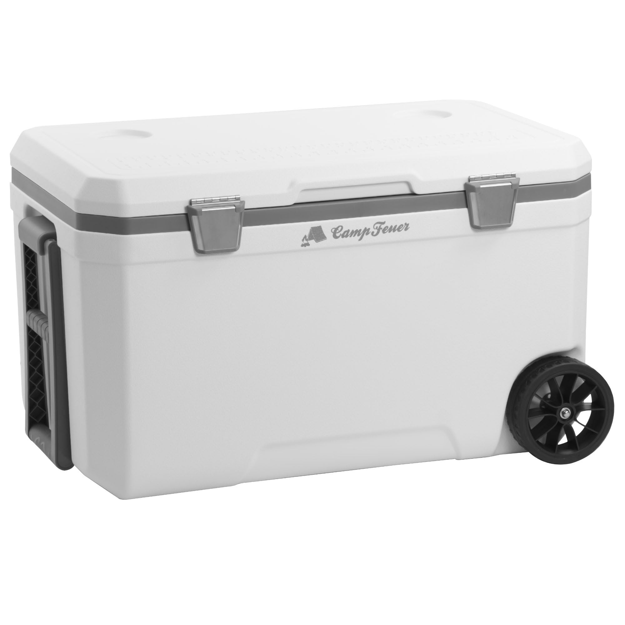 CampFeuer Nevera portátil blanca de 70 L con ruedas | Nevera portátil con ruedas, nevera aislada con asas, nevera de enfriamiento móvil, caja de hielo, mini refrigerador | Caja térmica, caja de