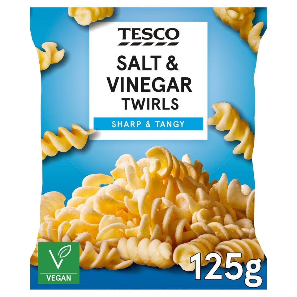 Salt and Vinegar Potato Snacks, 125g Bags, (10 Pack), Premium Quality Twirls