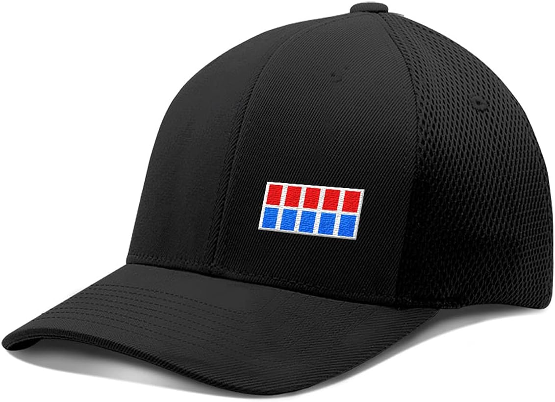 BustedTees Imperial Officer Fitted Hat Casual Wear Baseball Cap for Men Breathable Ultrafibre Airmesh Fitted Cap (Black, Large-X-Large, l)