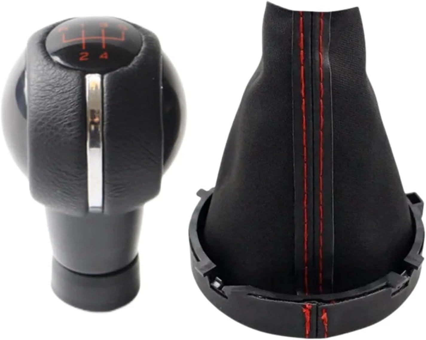 5/6 Speed Car Styling Gear Shift Knob Lever Stick Pen Gaitor Boot Cover Collar Compatible for Mini Cooper F54 F55 F56 F57 F60(2pcs red 5 Speed)