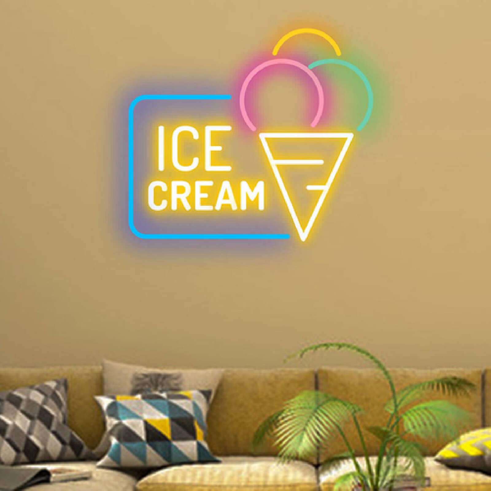 Insegna Al Neon A LED A Forma Di Gelato – Alimentazione USB, Per Camera Bambini, Feste Di Compleanno E Decorazioni Natalizie