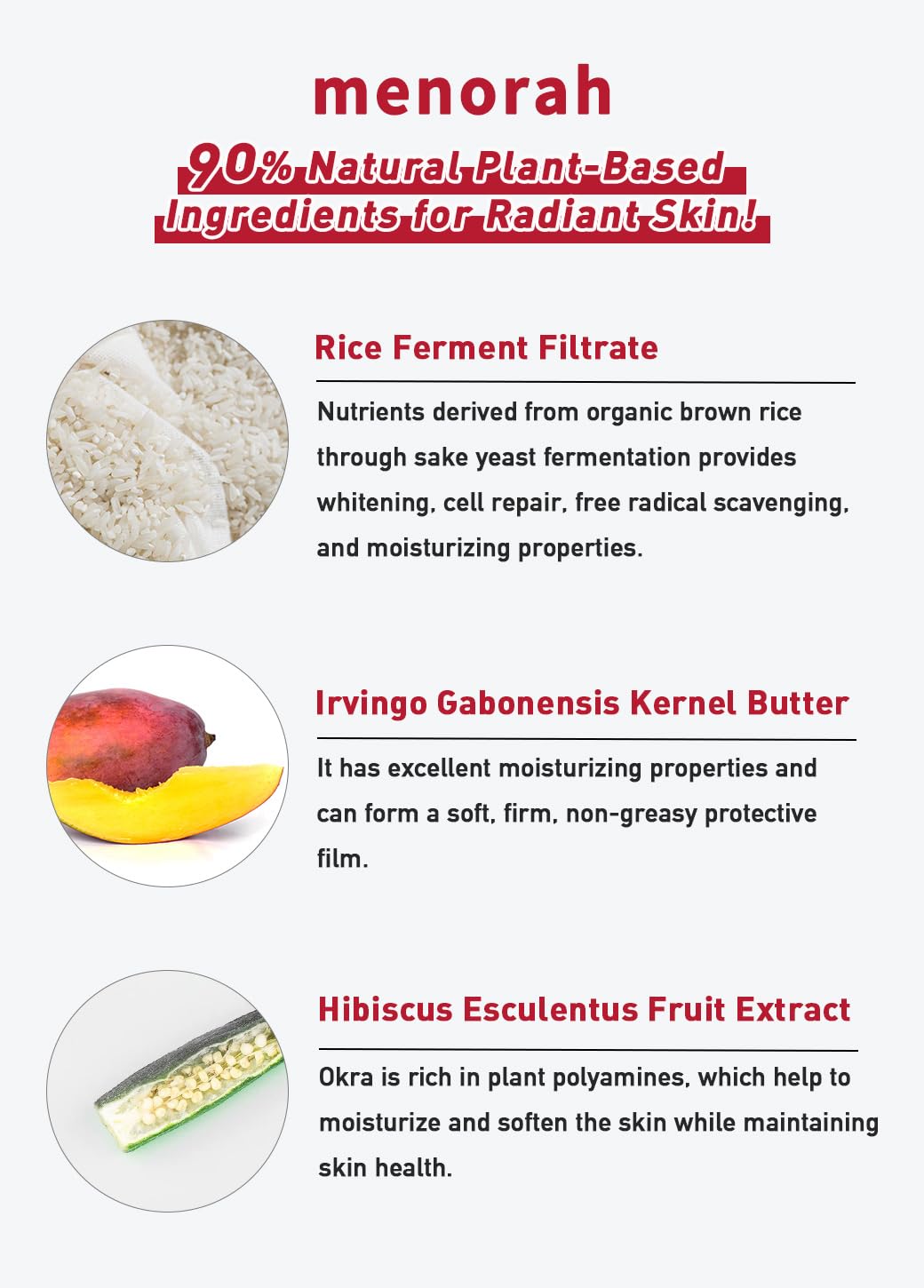 menorah Skincare - Máscara de rescate ultra hidratante (4 hojas) con arroz, mango africano, mascarillas faciales, mascarilla hidratante, súper hidratación e hidratación, 100% algodón orgánico